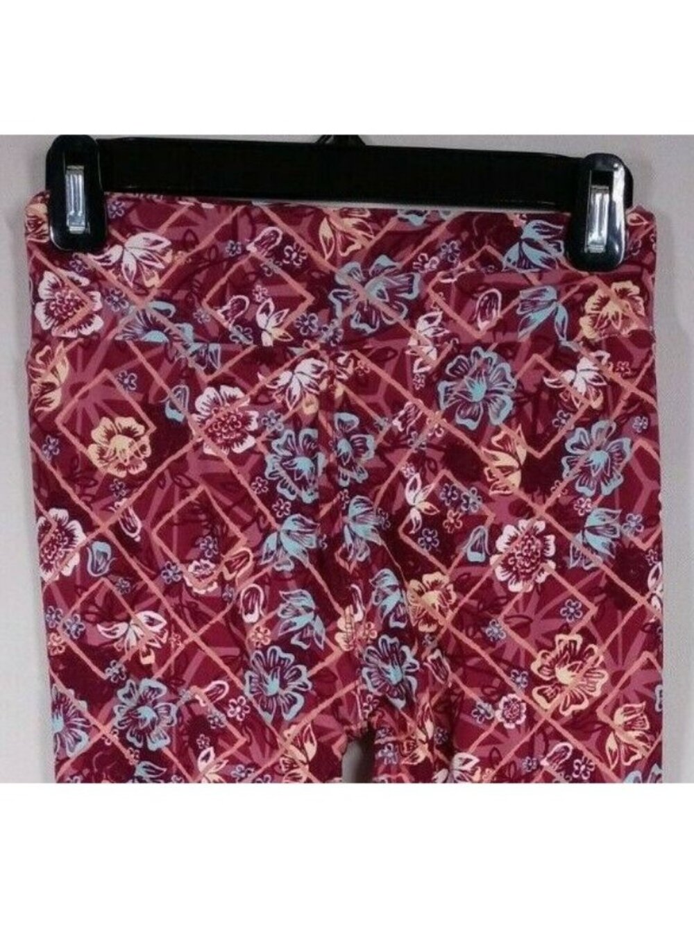 New Lularoe One Size Leggings Pink With Blue, White, & Yellow Floral Designs